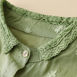 綿麻のシャツの女性の短い金の上着の清新な絣  2610 5枚目の画像