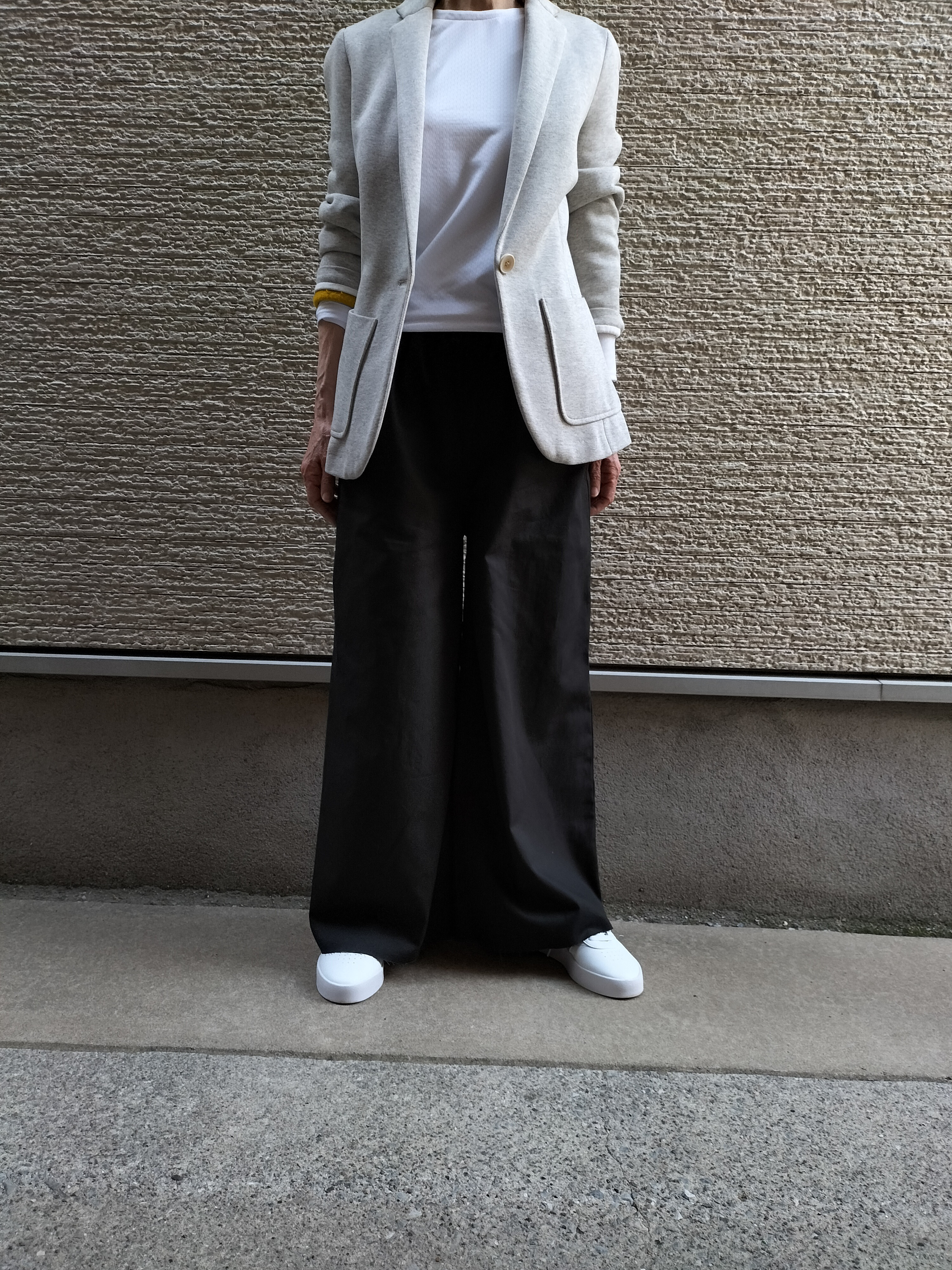 『仕事も遊びも♥カッコイイ』【丈長め・フルレングス】コットン♥ワイドパンツ(黒）