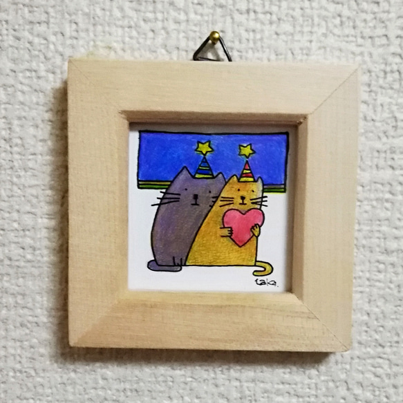 猫のパン屋さん＊ イラスト(お店型額縁+屋根に猫)