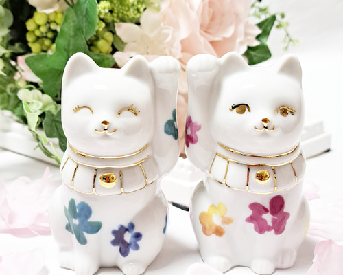 招き猫　縁起物　ペア　結婚祝い　新築祝い　開業祝い　インテリアポーセラーツ 割引家具・インテリア - 招き猫 ペア 縁起物 結婚祝い 開店祝い