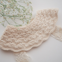 手編みのつけ襟スタイ　lace ribbon 5枚目の画像