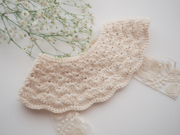 手編みのつけ襟スタイ　lace ribbon 5枚目の画像