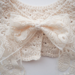 手編みのつけ襟スタイ　lace ribbon 4枚目の画像