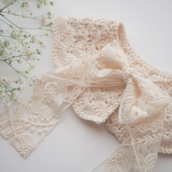 手編みのつけ襟スタイ　lace ribbon 2枚目の画像