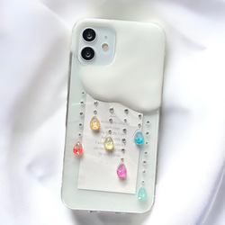 iPhone15ケースとハンドメイド品　です iPhone ケース 全機種対応 しずく 雲 雨 キラキラ カラフル 推し