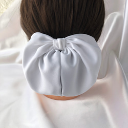 パーツが選べる♪真っ白なネット付きリボンバレッタ・シニヨンバレッタ　着物に似合う簡単かわいいヘアアレンジ　シニヨンネット 3枚目の画像