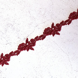 2m ケミカルレース 薔薇柄 モチーフ 日本製 lace-No,160 / くすみレッド 4枚目の画像