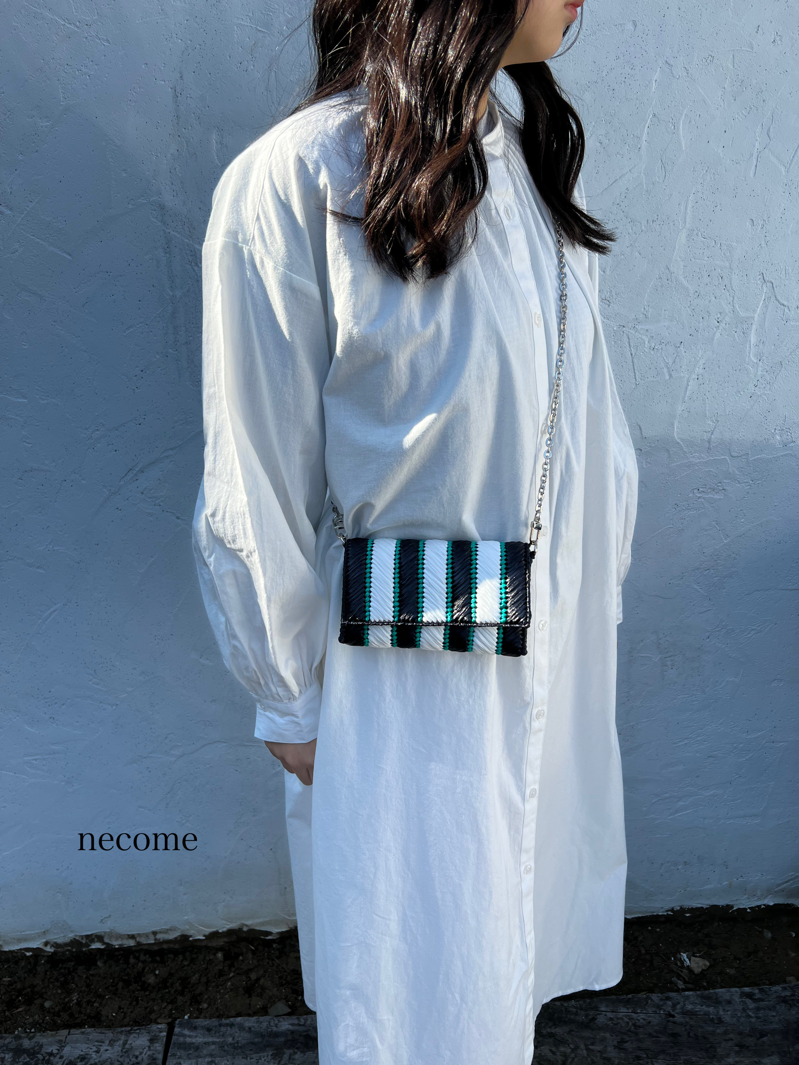 ストライプな夏カラーお出かけ携帯ポシェット　ショルダーバッグ　3way