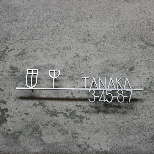 ステンレス 切り文字 表札 漢字&英文字 ヘアライン加工 田中例