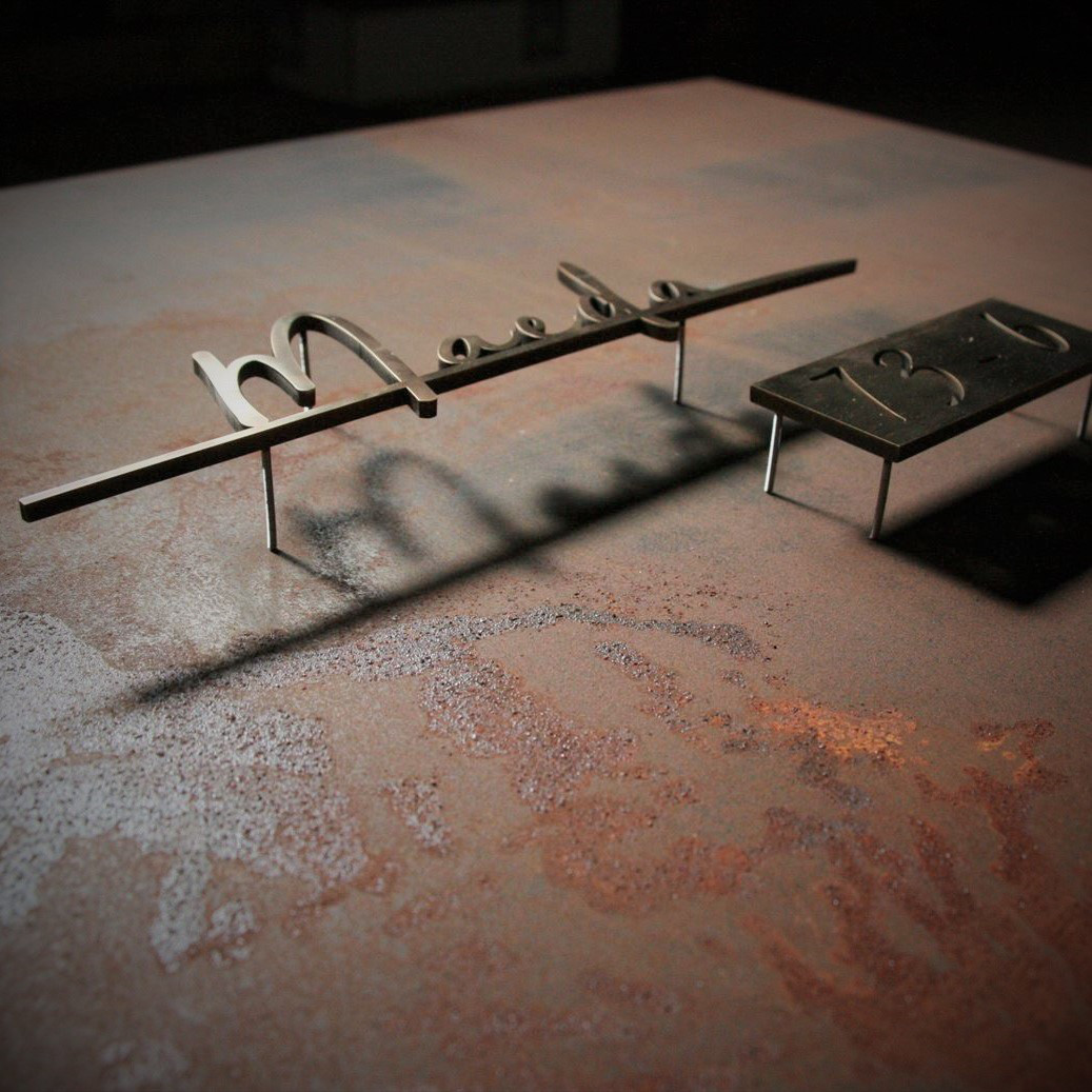 真鍮　切り文字　表札&番地プレート　Maeda例【サイズ、素材オーダー可】