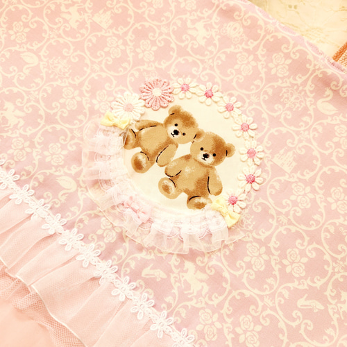 テディベア　くま　ハンドメイド　レッスンバッグ　女の子　5点セット　　入学　入園 入園入学6点セット くまと車 入園グッズ 入学グッズ 6点セット
