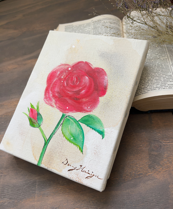 バラの花　【原画/F0キャンバス/アクリル画】　絵画　インテリアアート　母の日 5枚目の画像