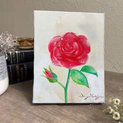 バラの花　【原画/F0キャンバス/アクリル画】　絵画　インテリアアート　母の日 4枚目の画像