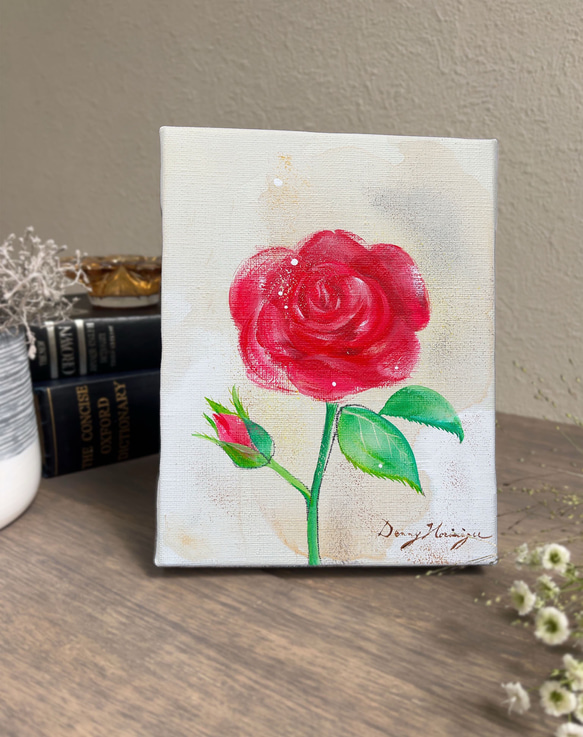 バラの花　【原画/F0キャンバス/アクリル画】　絵画　インテリアアート　母の日 4枚目の画像