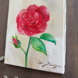 バラの花　【原画/F0キャンバス/アクリル画】　絵画　インテリアアート　母の日 7枚目の画像