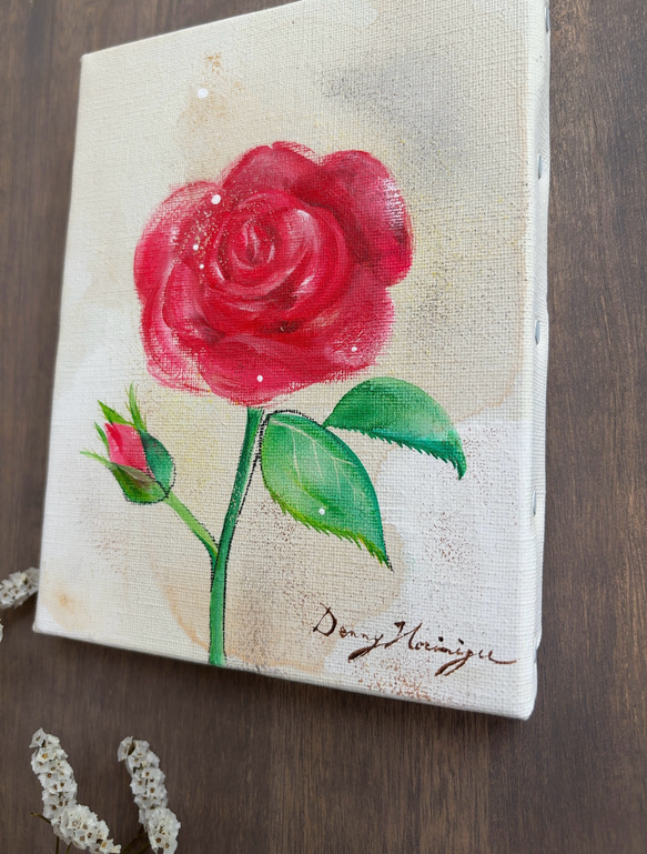 バラの花　【原画/F0キャンバス/アクリル画】　絵画　インテリアアート　母の日 7枚目の画像