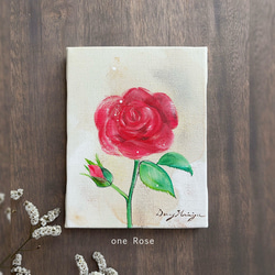 バラの花　【原画/F0キャンバス/アクリル画】　絵画　インテリアアート　母の日 1枚目の画像