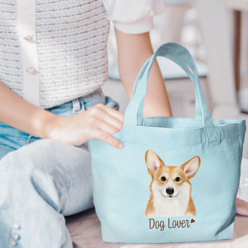 コーギー 水彩画風 毛色4色 】 ミニキャンバス トートバッグ 犬 ペット