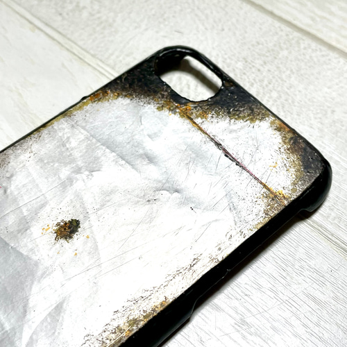 【完成オリジナルオーダー】サビ塗装メタルプレートスマホケース各機種で製作 サビ塗装強化アルミプレートハンドメイドスマホケース | vintage works