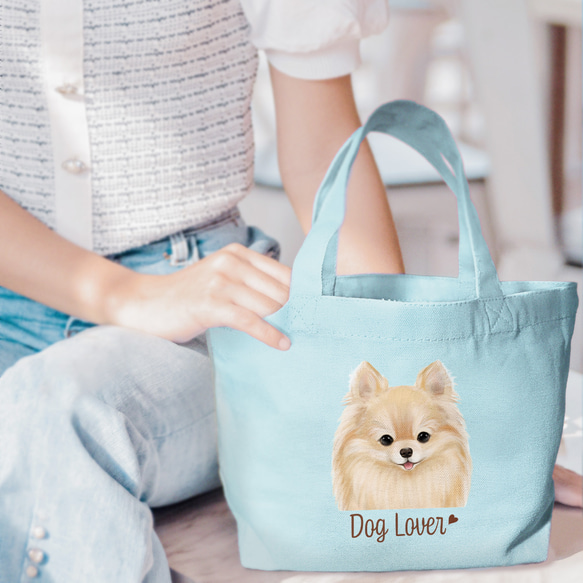 【 ポメラニアン 水彩画風 毛色6色 】 ミニキャンバス トートバッグ　犬　ペット　うちの子　プレゼント　母の日 2枚目の画像