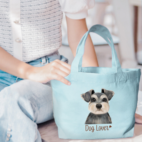シュナウザー 水彩画風 毛色4色 】 ミニキャンバス トートバッグ 犬