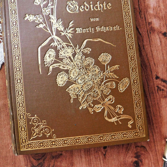 *+:。.。1895年　表紙が素敵なドイツの詩集　古書　ヴィンテージ本　アンティークブック　洋書　ディスプレイ　英国　 3枚目の画像