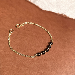 – Smoky Quartz スモーキークォーツ –Gemstone x Gold Chain Bracelet 5枚目の画像