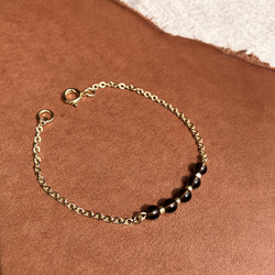 – Smoky Quartz スモーキークォーツ –Gemstone x Gold Chain Bracelet 1枚目の画像