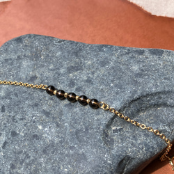 – Smoky Quartz スモーキークォーツ –Gemstone x Gold Chain Bracelet 3枚目の画像