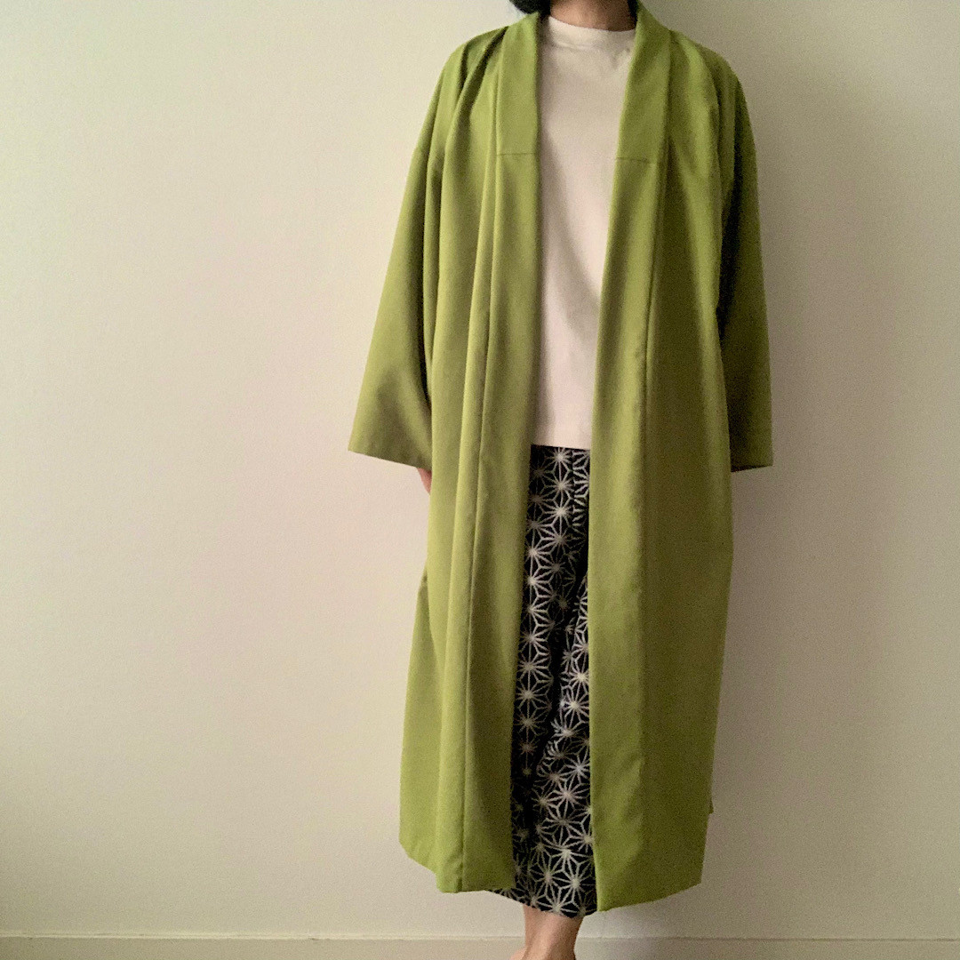 着物風ガウン　抹茶×希望 17,250円