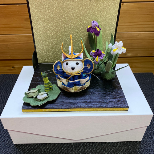 つまみ細工 完売品5点セット】兜猫-kabutoneco-シロ その他置物 CoCo