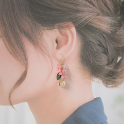 (お茶会/ピンク)ジャスミンティーの耳飾り アレルギー対応可 イヤリング 樹脂ピアス・イヤリング・ノンホール クリップ 10枚目の画像
