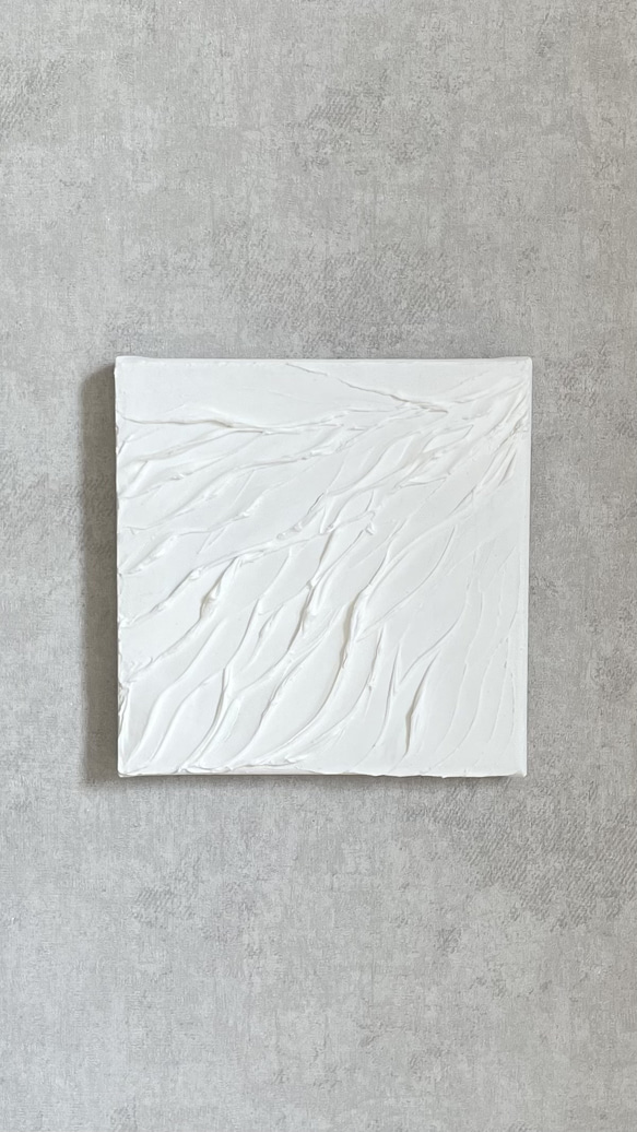 【送料無料】ミニアートプレゼント付き！　テクスチャーアート　シンプルモダンシリーズ　抽象画　ホワイト　ニュートラル　 2枚目の画像