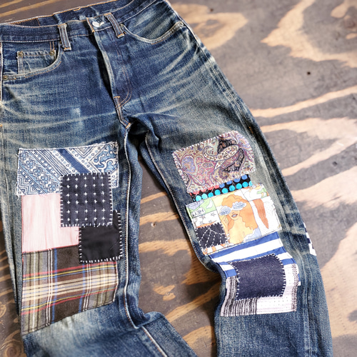 再構築 リメイク　ハーフパンツ　デニム　パッチワーク パッチワーク アレンジ でオシャレに リメイク デニムパンツ