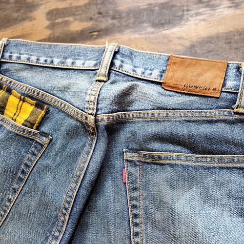 メンズ ロック パッチワーク 刺し子 リメイク USED デニムパンツ