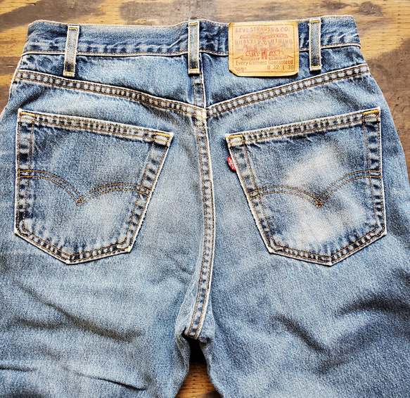 メンズ 柄　ネル　刺し子 パッチワーク リメイク USED デニムパンツ Levi's505 USA製 90s 8枚目の画像