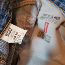 メンズ 柄　ネル　刺し子 パッチワーク リメイク USED デニムパンツ Levi's505 USA製 90s 10枚目の画像