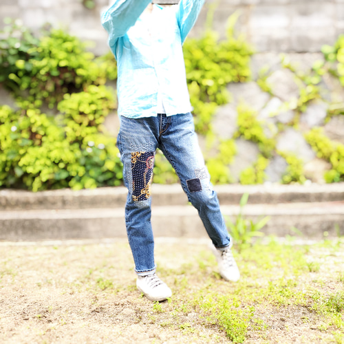 期間限定３０％ＯＦＦ！ used デニムパンツ リメイク 再構築 パッチ