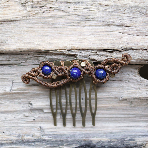 ラピスラズリ マクラメ編みポニーフック ラピスラズリ マクラメ編みポニーフック