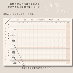 【日付フリー】デジタル家計簿（ミニマル_WHITE）／ハイパーリンク付き／シンプル・ミニマルデザイン 3枚目の画像