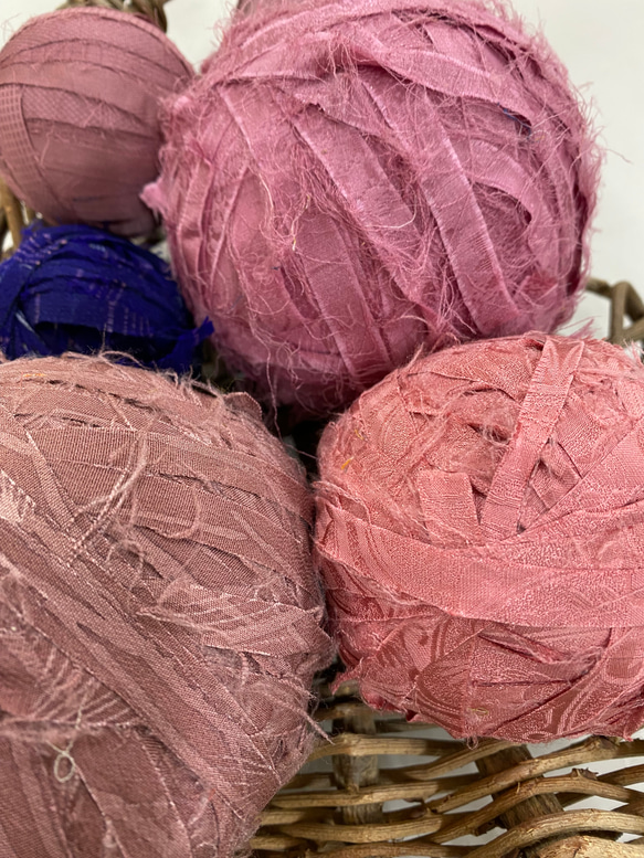裂き布　お得な詰め合わせ布玉㊵着物・ピンク系　約１㎏ 2枚目の画像
