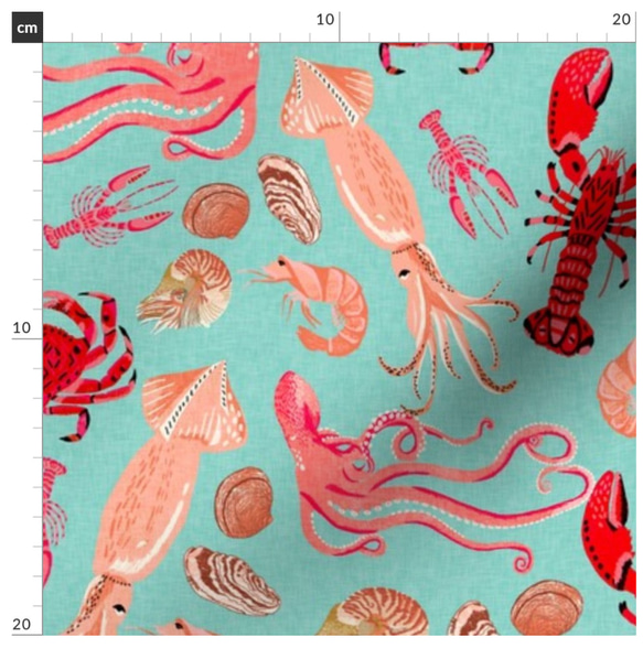 海 貝 シェル 珊瑚 コーラル 波 海洋 タツノオトシゴ ヒトデ海柄 輸入生地 生地 ハンドメイド 素材 布 ブルー 青 4枚目の画像