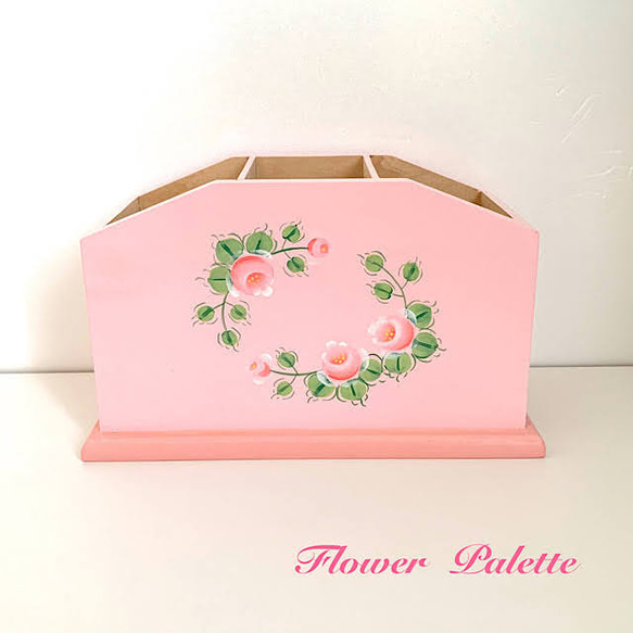 薔薇 ツリー型 木製収納ラック トールペイント 愛らしい 