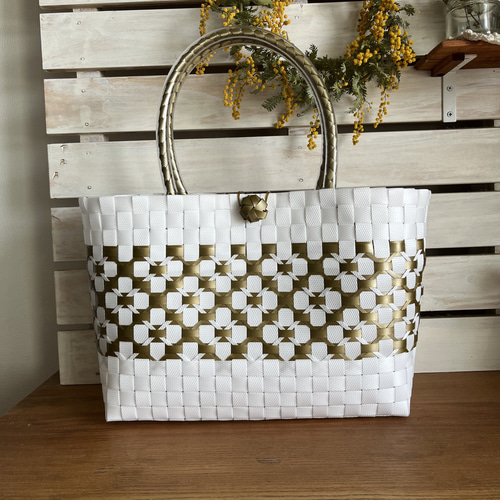 ppバンドのカゴ　むっちゃ Part 1] Easy plastic basket bag made with PP bands #152