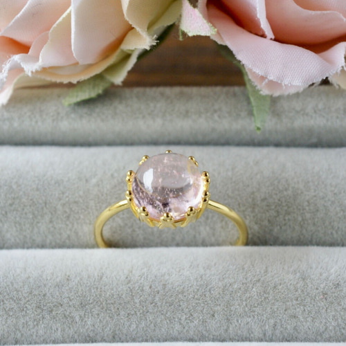 受注制作】4月誕生石 モルガナイト クラウンモチーフ 7号