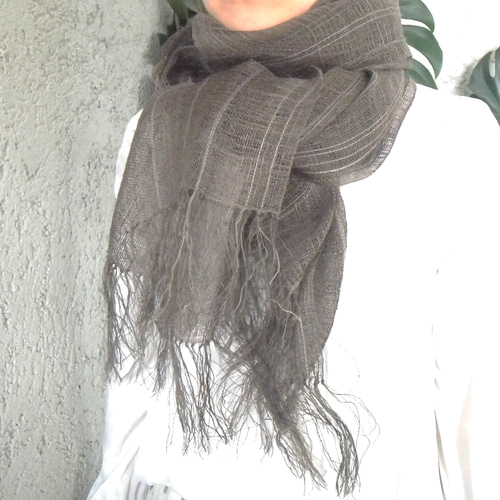 ☆再sale 草木染手織り赤城の節糸のシルクストール 手織り 絹 シルク