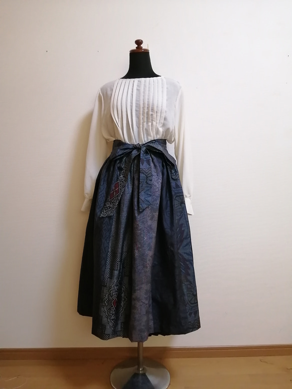 着物リメイク キャップスリーブのフレアスカート 浴衣リメイク F 新品 ギャザースカート 着物リメイク 手厚く