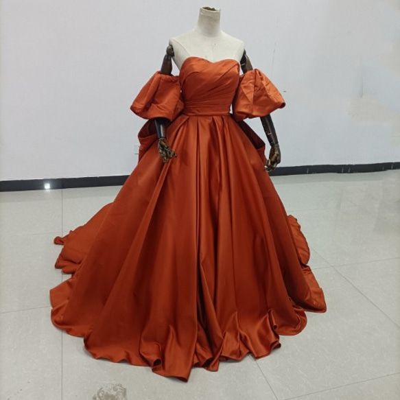 送料無料！人気上昇！パーティードレス テラコッタ色 テラコッタ ベア  