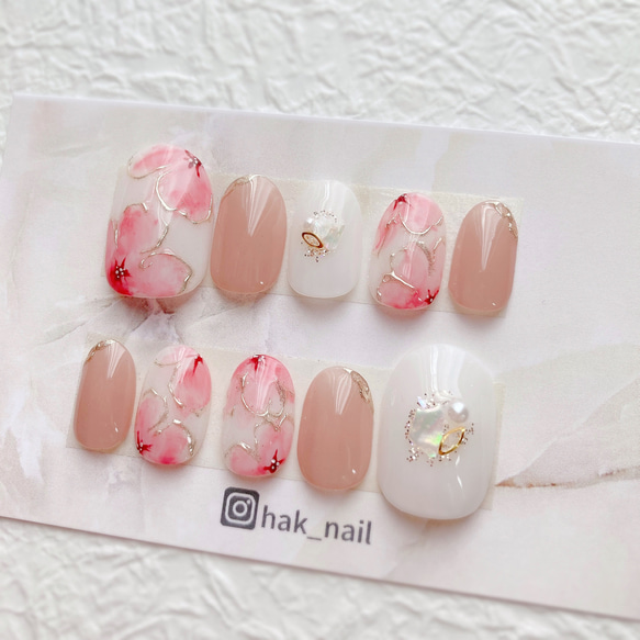 No.175⭐︎フラワーネイル ブライダル 花嫁ネイル 白無垢ネイル  