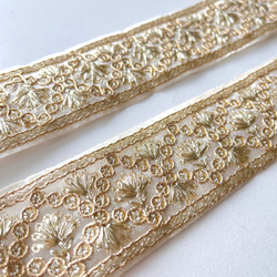 【50cm】インド刺繍リボン　シャンパンゴールド　オーガンジー　SO635 3枚目の画像